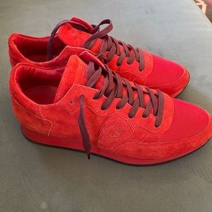 Philippe Model Red Suede Sneakers